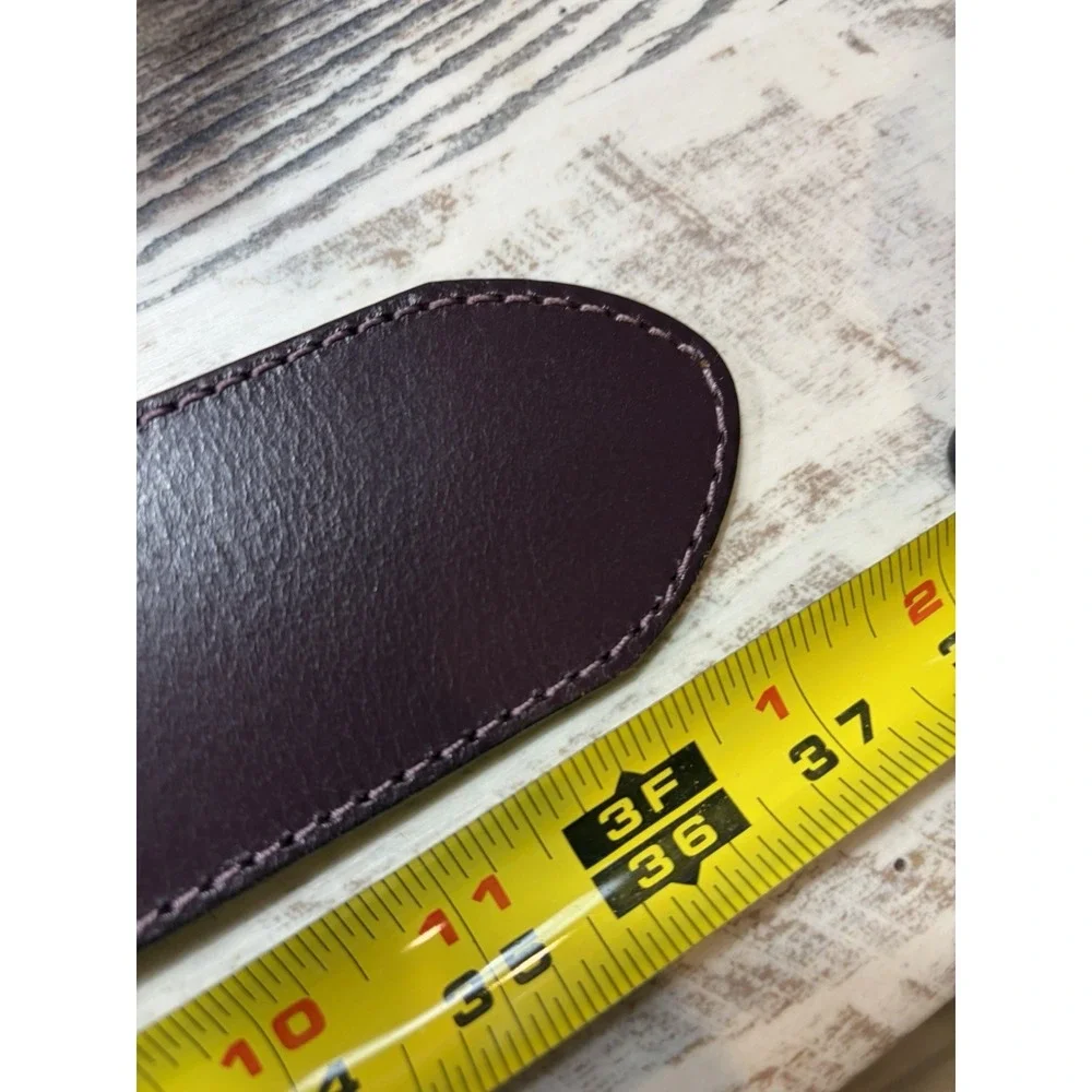Ann Taylor Loft Dark Purple Wide Leather Belt Gold Buckle Studded XS Small